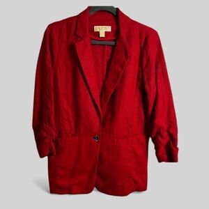 Michael Michael Kors rich red all linen ladies blazer preppy old money size 8